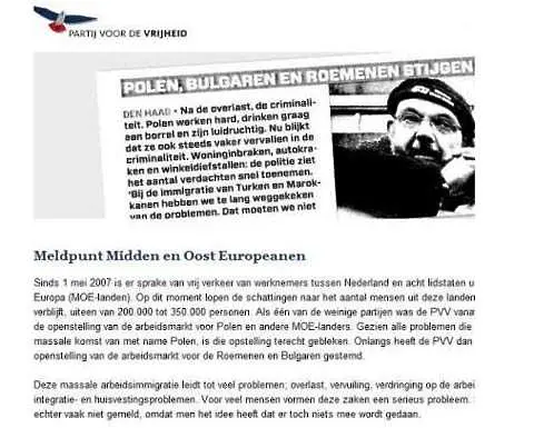 Холандска партия създаде сайт за оплаквания от източноевропейци