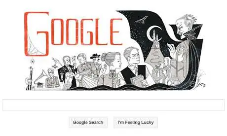 Google doodle посвещава деня на ирландския писател Брам Стокър