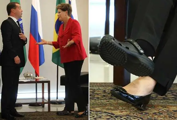 Дилма Русеф посреща официални руски гости с един пантоф и една обувка