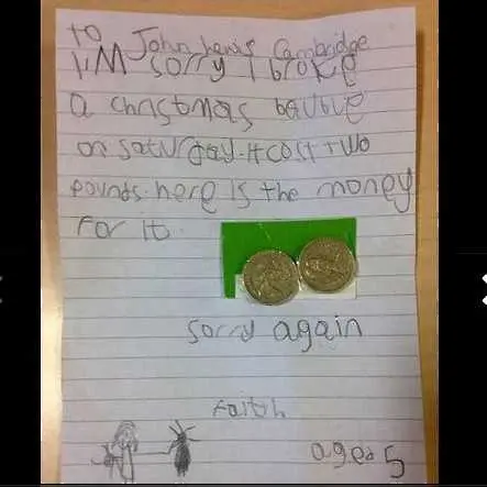 Момиченце написа трогателно извинително писмо на магазин