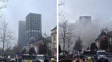 Видео: Унищожиха 116-метров небостъргач във Франкфурт с контролиран взрив