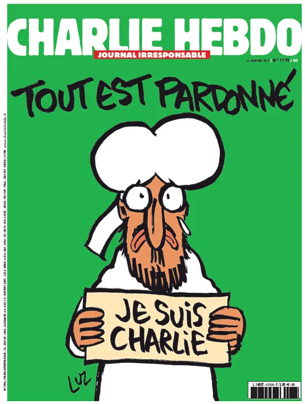 Новият брой на Chalie Hebdo: Карикатура на пророка и заглавие „Всичко е простено”