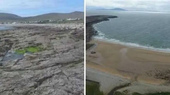 Пясъчен плаж се появи неочаквано на ирландски остров