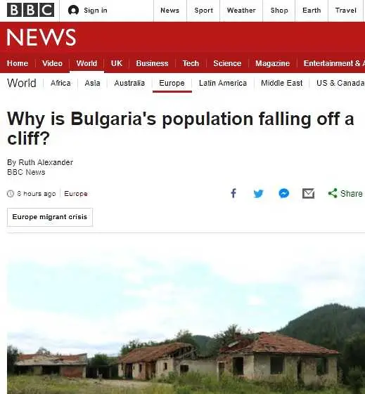 Би Би Си посвети материал на демографския срив в България
