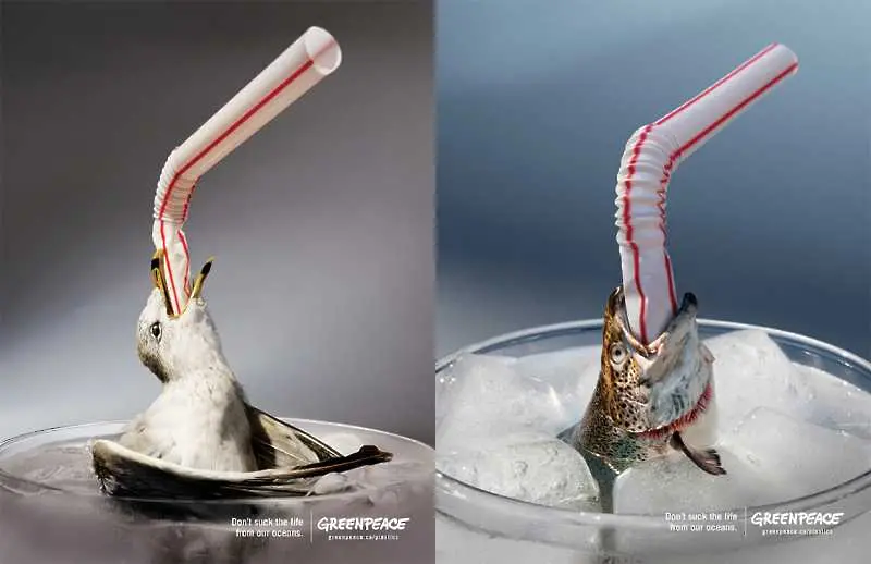 Грийнпийс представя печатна кампания против използването на сламки