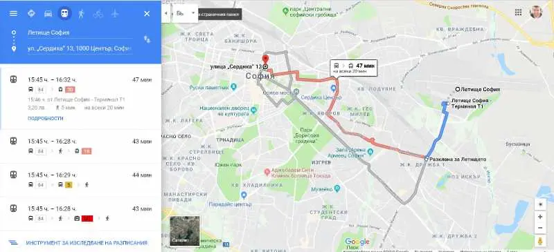 Gооglе Марѕ навигира вече с градски транспорт в София