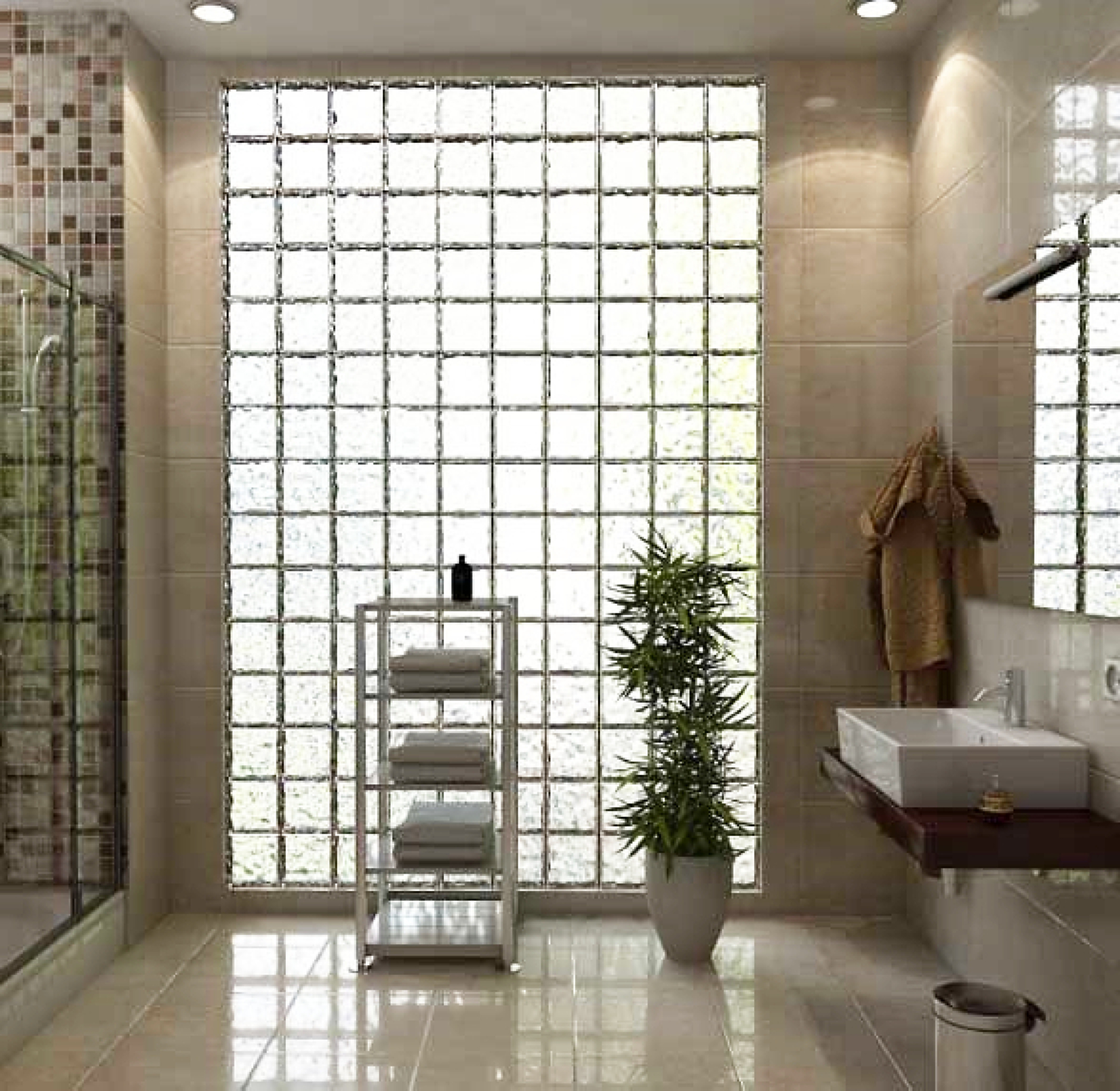 Прекрасни идеи за стени от стъклени блокове за бани 