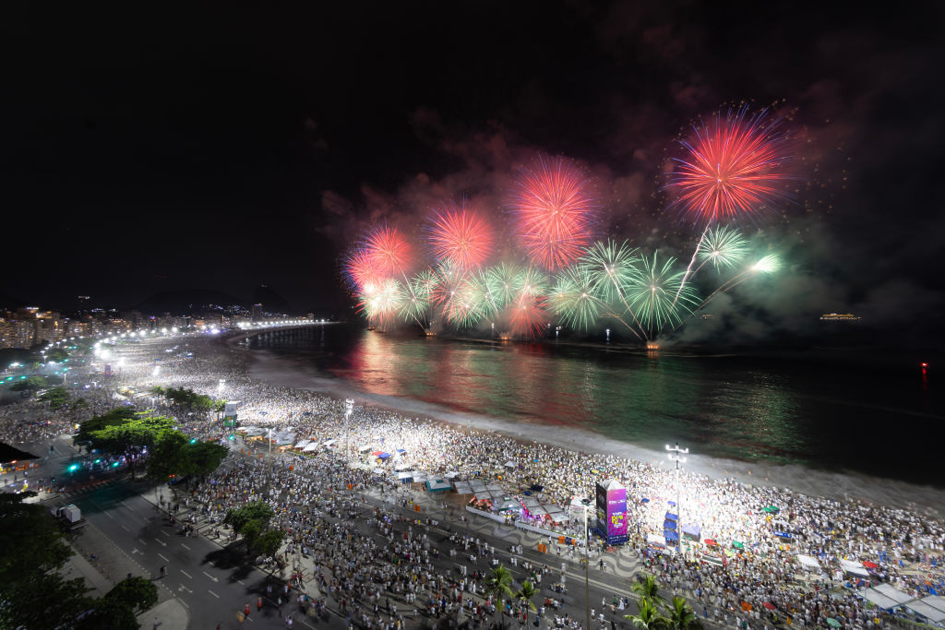Фойерверки по време на новогодишното тържество на плажа Копакабана в Рио де Жанейро, Бразилия. /Снимка: Getty Images