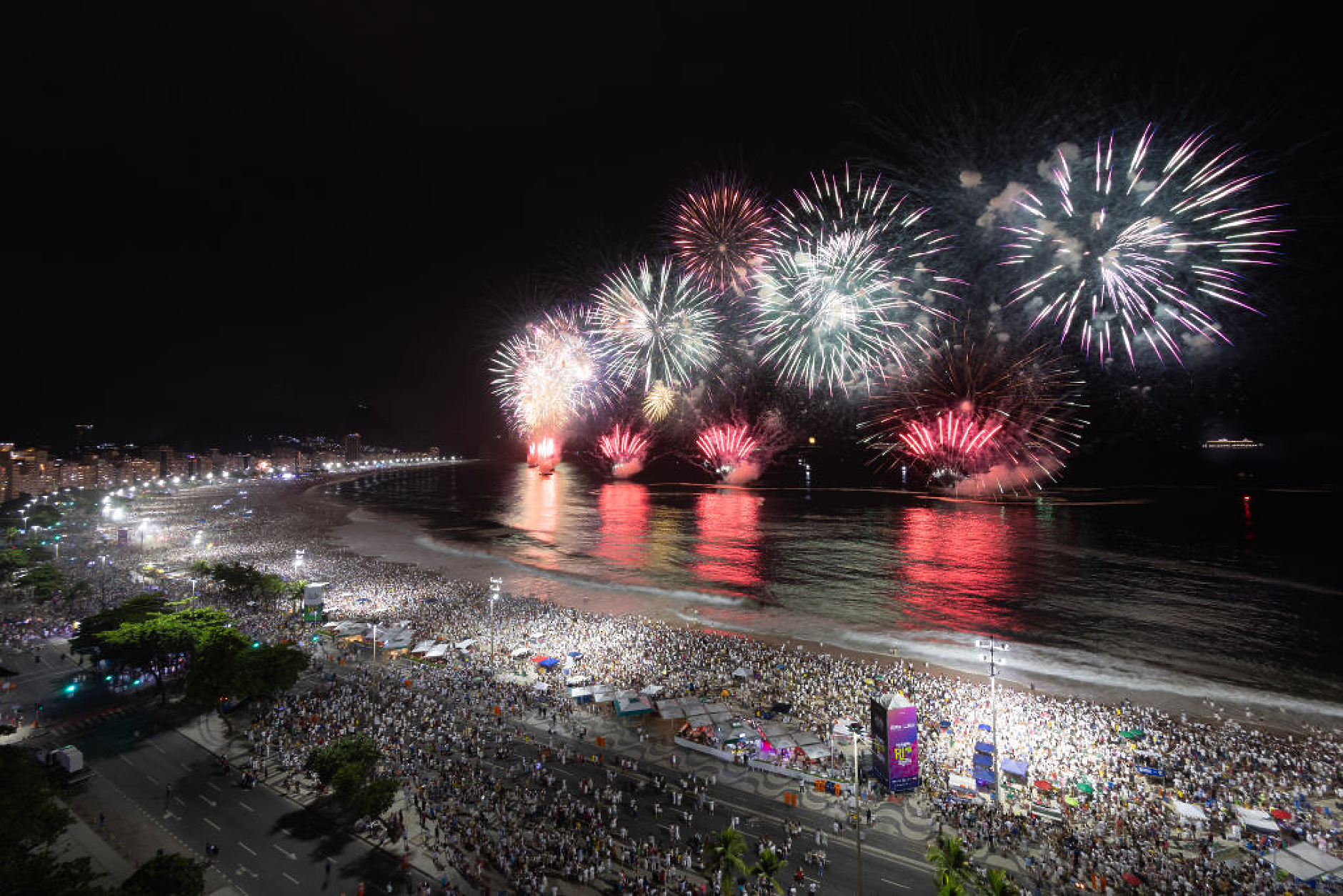 Фойерверки по време на новогодишното тържество на плажа Копакабана в Рио де Жанейро, Бразилия. /Снимка: Getty Images