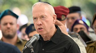 Министърът на отбраната на Израел Йоав Галант на снимката в