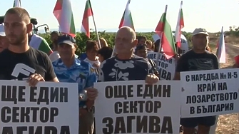 Лозари и винопроизводители излязоха на протест блокирайки главния път за Слънчев