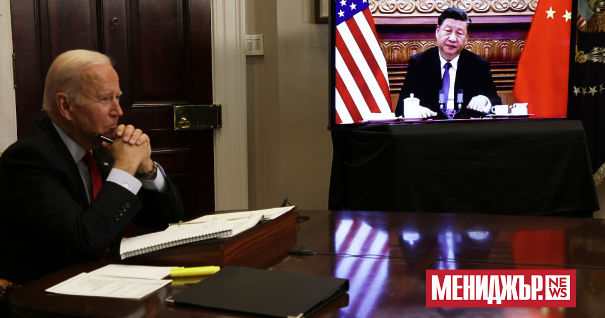 Президентът на САЩ Джо Байдън и президентът на Китай Си