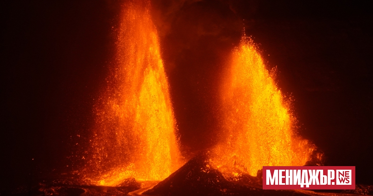 Огромни фонтани от лава се издигат на 30 метра височина